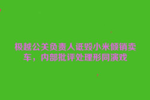极越公关负责人诋毁小米倾销卖车，内部批评处理形同演戏