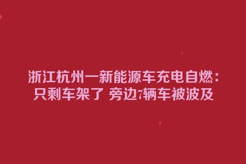 浙江杭州一新能源车充电自燃：只剩车架了 旁边7辆车被波及