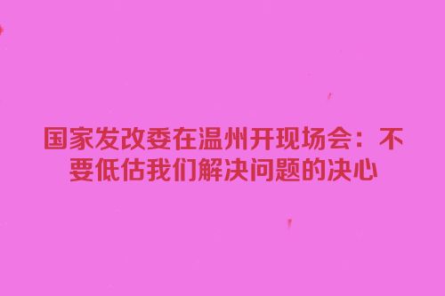 国家发改委在温州开现场会：不要低估我们解决问题的决心