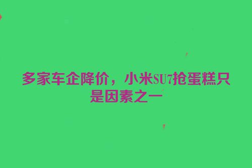 多家车企降价，小米SU7抢蛋糕只是因素之一