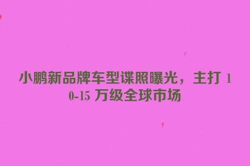 小鹏新品牌车型谍照曝光，主打 10-15 万级全球市场