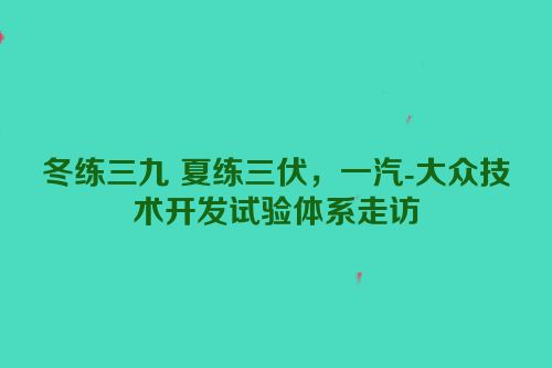 冬练三九 夏练三伏，一汽-大众技术开发试验体系走访