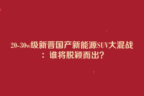 20-30w级新晋国产新能源SUV大混战：谁将脱颖而出？