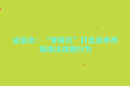 证监会：“零容忍”打击资本市场违法违规行为