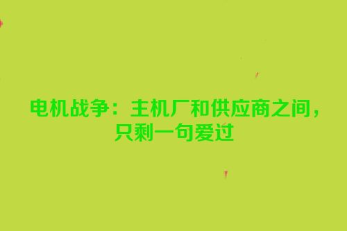 电机战争：主机厂和供应商之间，只剩一句爱过