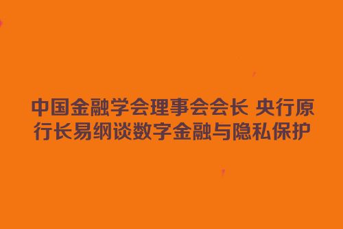 中国金融学会理事会会长 央行原行长易纲谈数字金融与隐私保护