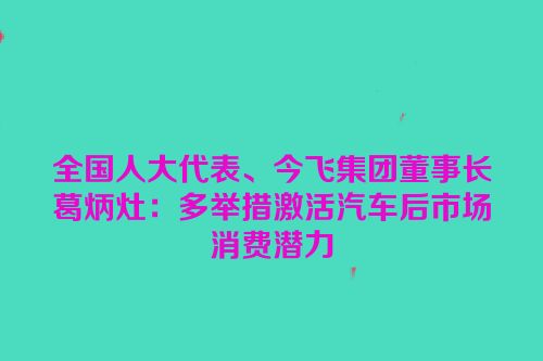 全国人大代表、今飞集团董事长葛炳灶：多举措激活汽车后市场消费潜力