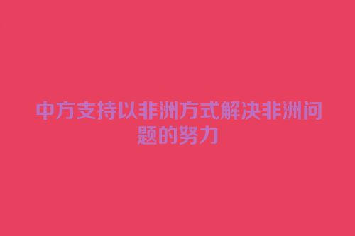 中方支持以非洲方式解决非洲问题的努力