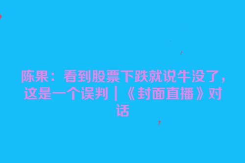 陈果：看到股票下跌就说牛没了，这是一个误判｜《封面直播》对话