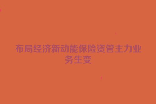 布局经济新动能保险资管主力业务生变