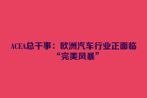 ACEA总干事：欧洲汽车行业正面临“完美风暴”