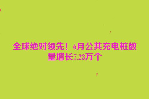 全球绝对领先！6月公共充电桩数量增长7.23万个