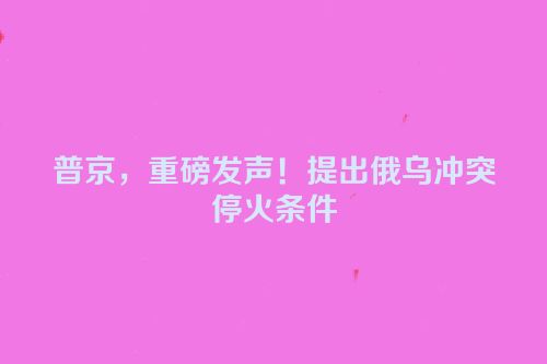 普京，重磅发声！提出俄乌冲突停火条件