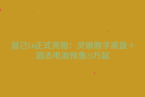智己L6正式亮相：灵蜥数字底盘＋固态电池预售23万起