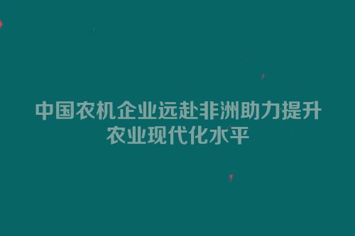 中国农机企业远赴非洲助力提升农业现代化水平