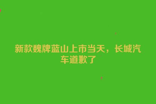 新款魏牌蓝山上市当天，长城汽车道歉了