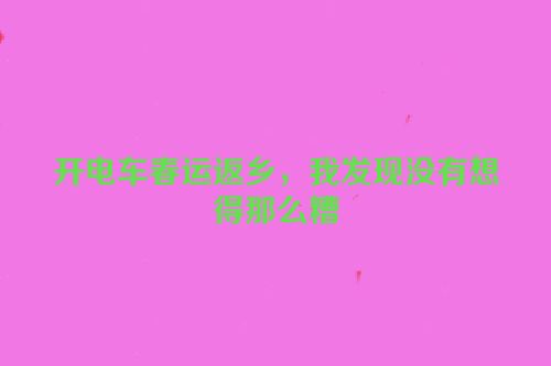 开电车春运返乡，我发现没有想得那么糟