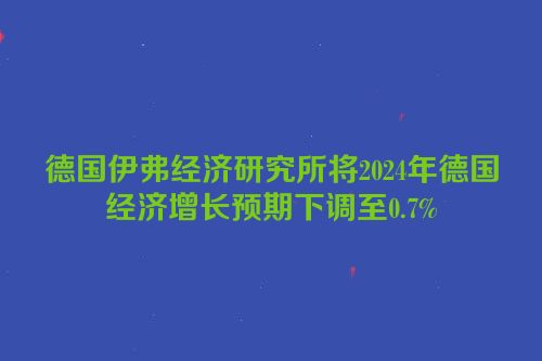 德国伊弗经济研究所将2024年德国经济增长预期下调至0.7%