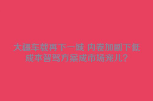大疆车载再下一城 内卷加剧下低成本智驾方案成市场宠儿？
