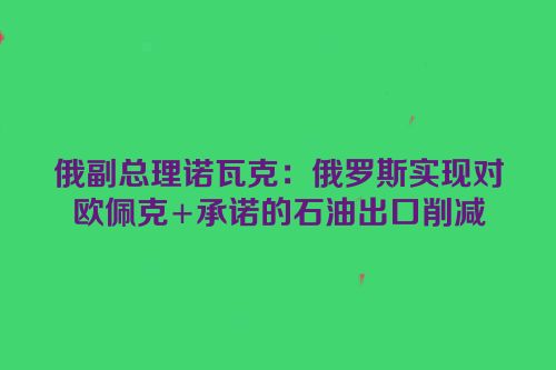 俄副总理诺瓦克：俄罗斯实现对欧佩克+承诺的石油出口削减
