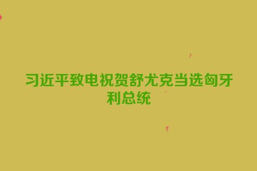 习近平致电祝贺舒尤克当选匈牙利总统