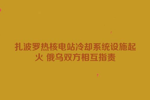 扎波罗热核电站冷却系统设施起火 俄乌双方相互指责
