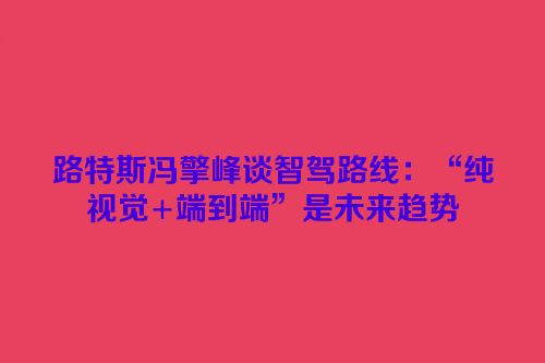 路特斯冯擎峰谈智驾路线：“纯视觉+端到端”是未来趋势