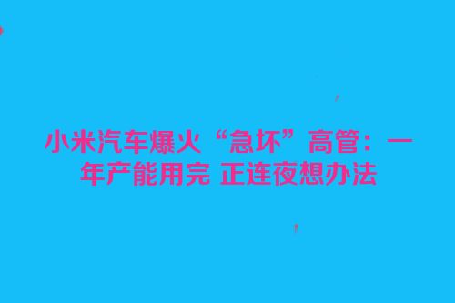 小米汽车爆火“急坏”高管：一年产能用完 正连夜想办法