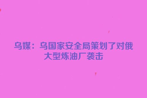 乌媒：乌国家安全局策划了对俄大型炼油厂袭击