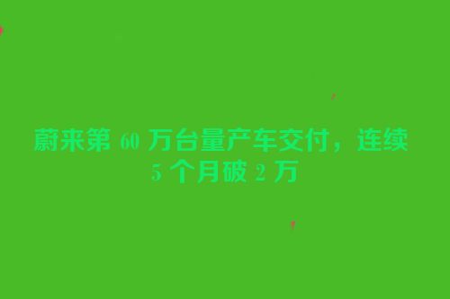 蔚来第 60 万台量产车交付，连续 5 个月破 2 万