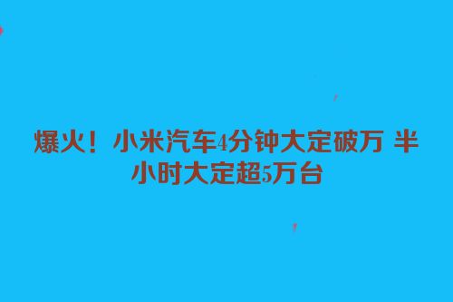 爆火！小米汽车4分钟大定破万 半小时大定超5万台