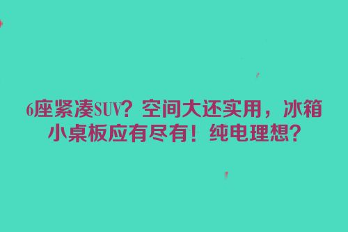 6座紧凑SUV？空间大还实用，冰箱小桌板应有尽有！纯电理想？