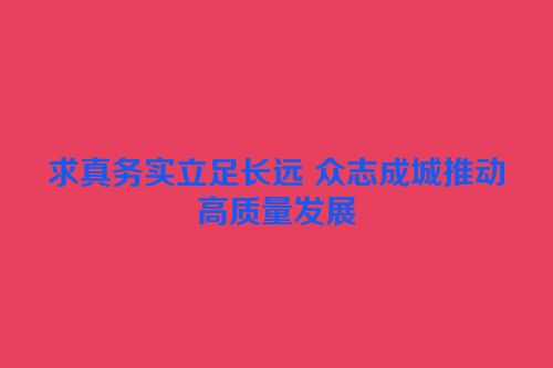 求真务实立足长远 众志成城推动高质量发展