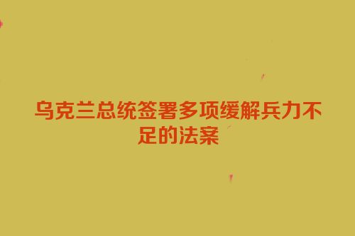 乌克兰总统签署多项缓解兵力不足的法案