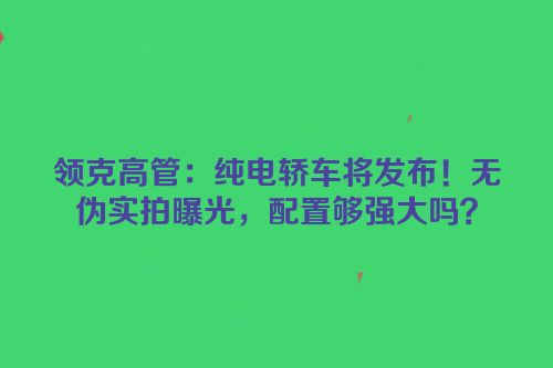 领克高管：纯电轿车将发布！无伪实拍曝光，配置够强大吗？