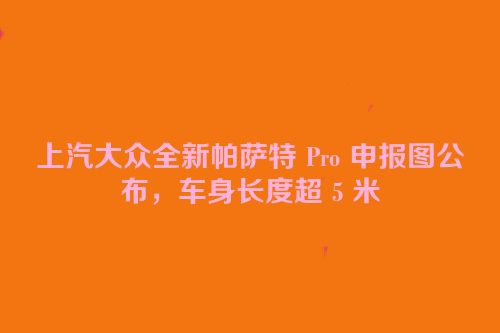 上汽大众全新帕萨特 Pro 申报图公布，车身长度超 5 米