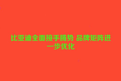 比亚迪全面接手腾势 品牌矩阵进一步优化