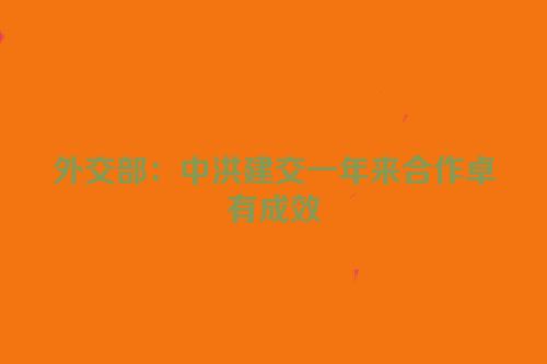 外交部：中洪建交一年来合作卓有成效