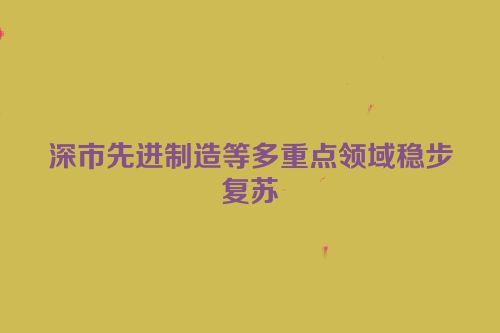深市先进制造等多重点领域稳步复苏