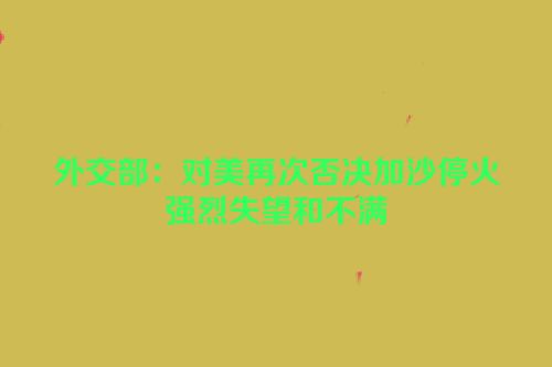 外交部：对美再次否决加沙停火强烈失望和不满
