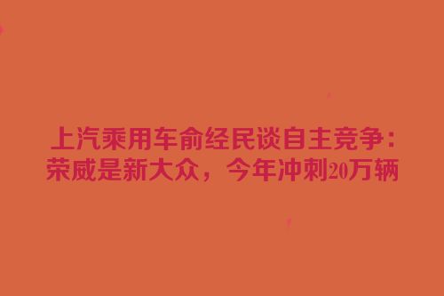 上汽乘用车俞经民谈自主竞争：荣威是新大众，今年冲刺20万辆