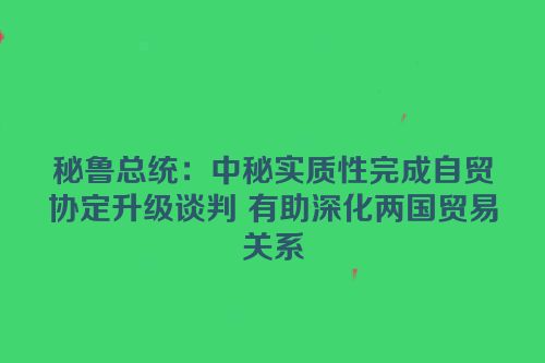 秘鲁总统：中秘实质性完成自贸协定升级谈判 有助深化两国贸易关系