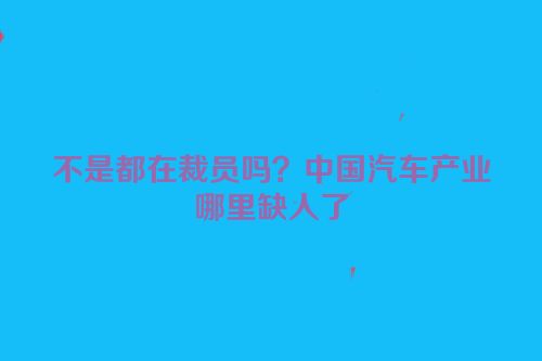 不是都在裁员吗？中国汽车产业哪里缺人了