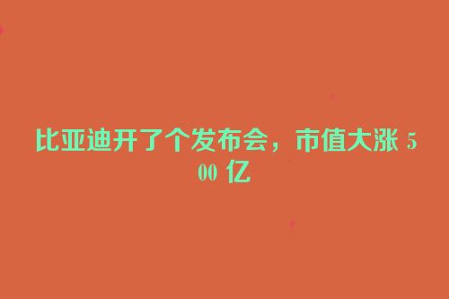 比亚迪开了个发布会，市值大涨 500 亿