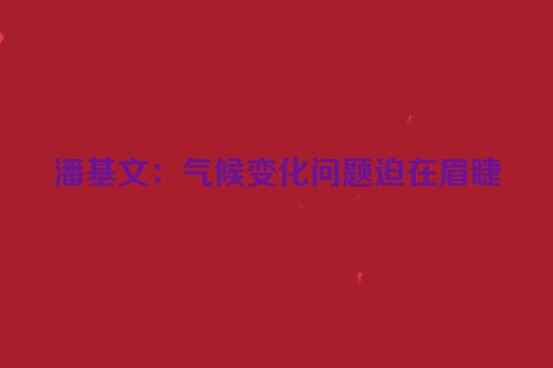 潘基文：气候变化问题迫在眉睫