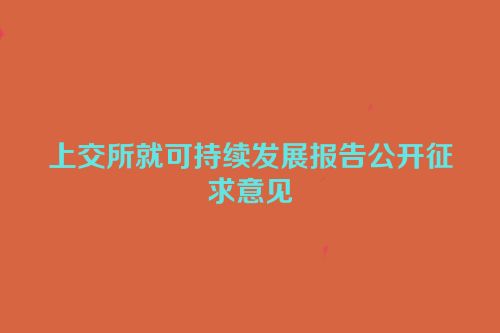上交所就可持续发展报告公开征求意见