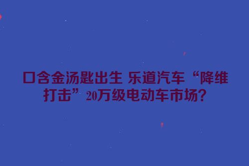 口含金汤匙出生 乐道汽车“降维打击”20万级电动车市场？