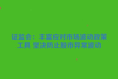 证监会：丰富应对市场波动政策工具 坚决防止股市异常波动