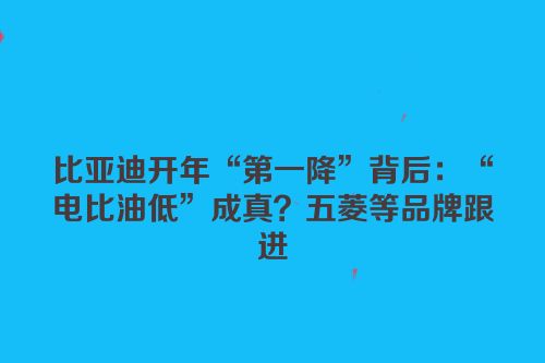比亚迪开年“第一降”背后：“电比油低”成真？五菱等品牌跟进