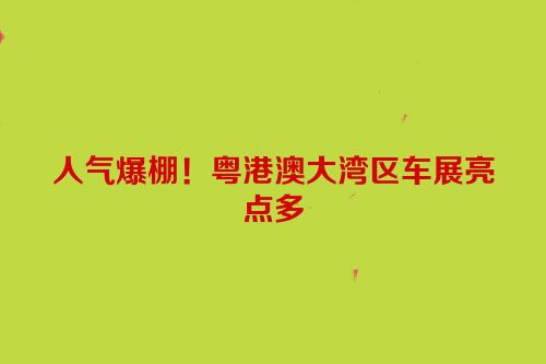 人气爆棚！粤港澳大湾区车展亮点多